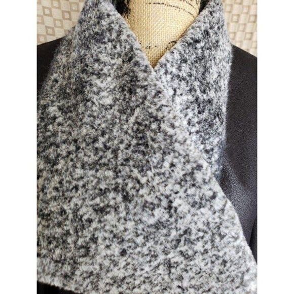 Women's Suede Faux Fur Jacket Medium Black Open Front Chic Cozy Coat NEW - Picture 9 of 10